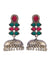 Aria Jhumkas- Oxidised Silver Stone Studded Jhumka Earrings
