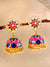 Traditional Floral Hand Painted Multicolor Kundan  Meenakari Jhumka Earrings RAE1311
