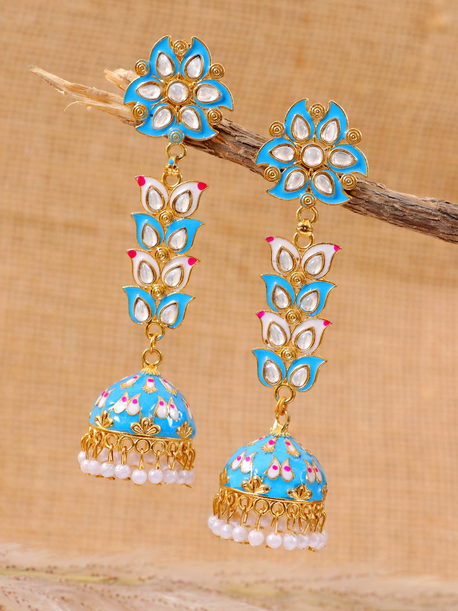 Copper Sky Blue American Diamond Stud Earring at Rs 150/pair in Delhi | ID:  23050647955