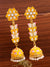 Gold-plated Meenakari Long Jhumki Yellow  Earrings RAE1331