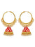 Gold Plated Handcrafted Enamel Red Meenakari Hoop Earrings RAE1341