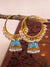 Gold Plated Enamel Royal Blue Meenakari Hoop Earrings RAE1361