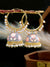 Gold- Plated Handcrafted Enamel Grey Color Meenakari Hoop Earrings With Pearls  RAE1369