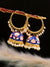 Gold- Plated Handcrafted Enamel Blue Color Meenakari Hoop Earrings With Pearls  RAE1370