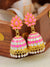 Meenakari Gold Plated Indian Pink Jhumka Earrings  RAE1393