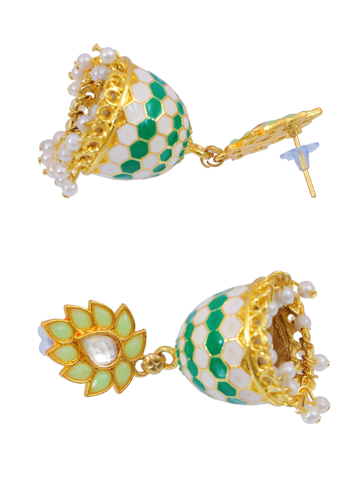 Gold Plated Jhumka Earrings for Women: Indian Meenakari Style