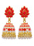 Indian Gold-plated Red Floral Meenakari Jhumka Earrings RAE1396