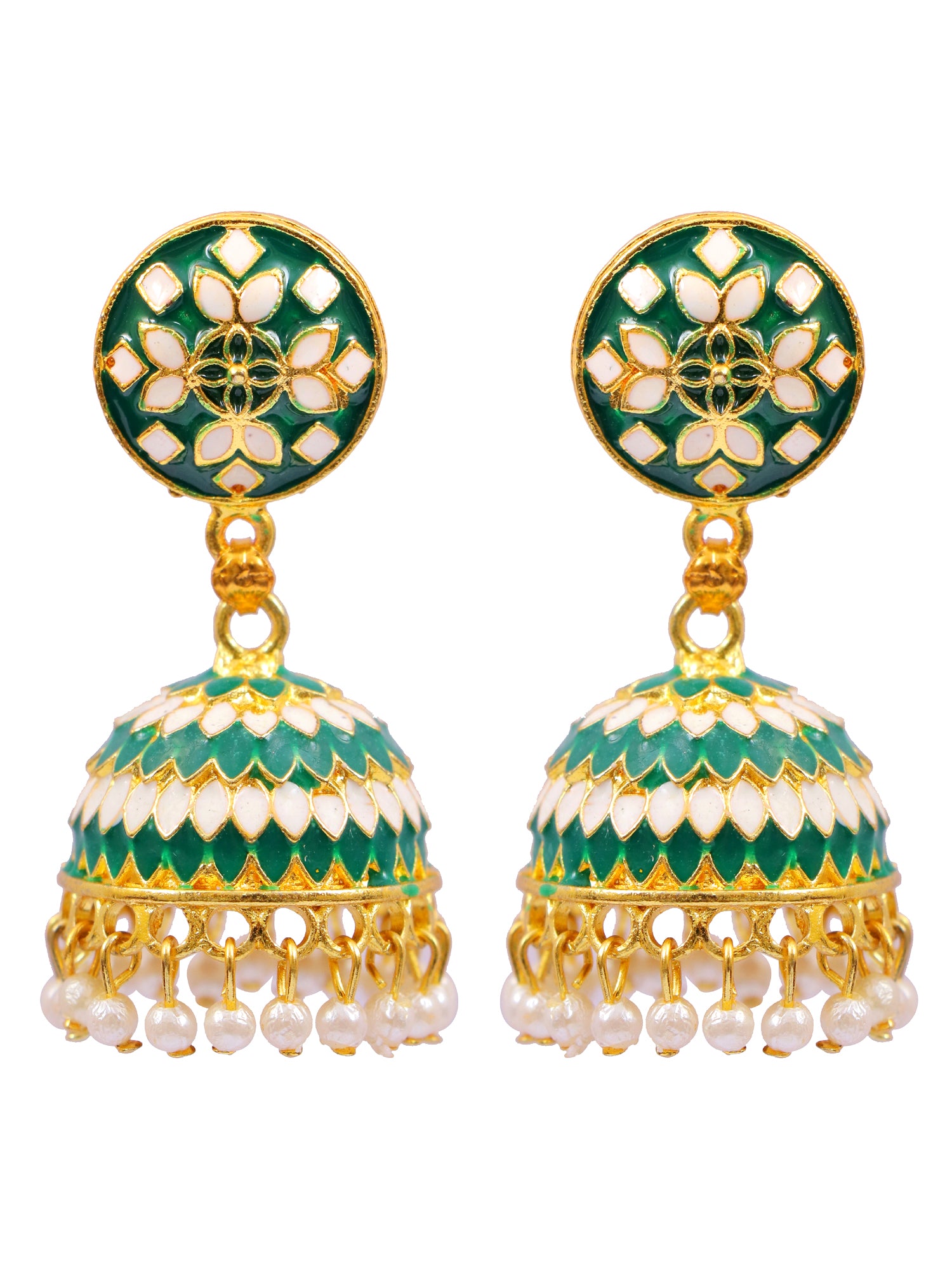 Gold-Plated minakari work Jhumki Earrings for Women