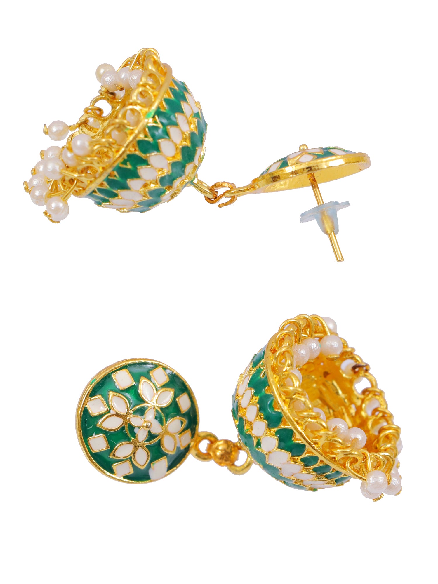 Gold-Plated minakari work Jhumki Earrings for Women