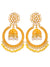 Gold-Plated Kundan Dangler Yellow Color ChandBali Jhumka Earrings RAE1460
