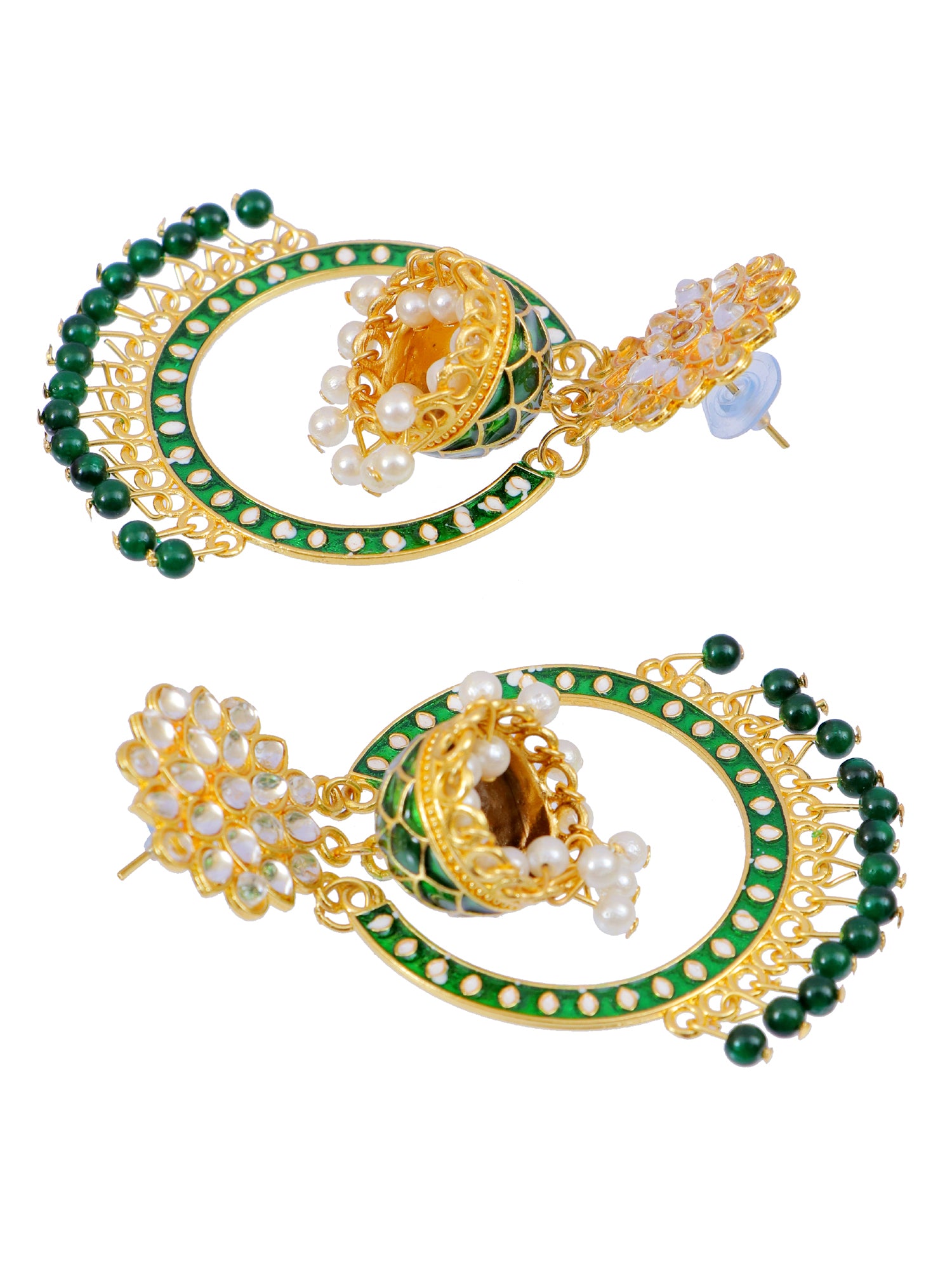 Women's Elegant Gold-Plated Kundan Dangler Jhumka Earrings, Perfect Saree Match