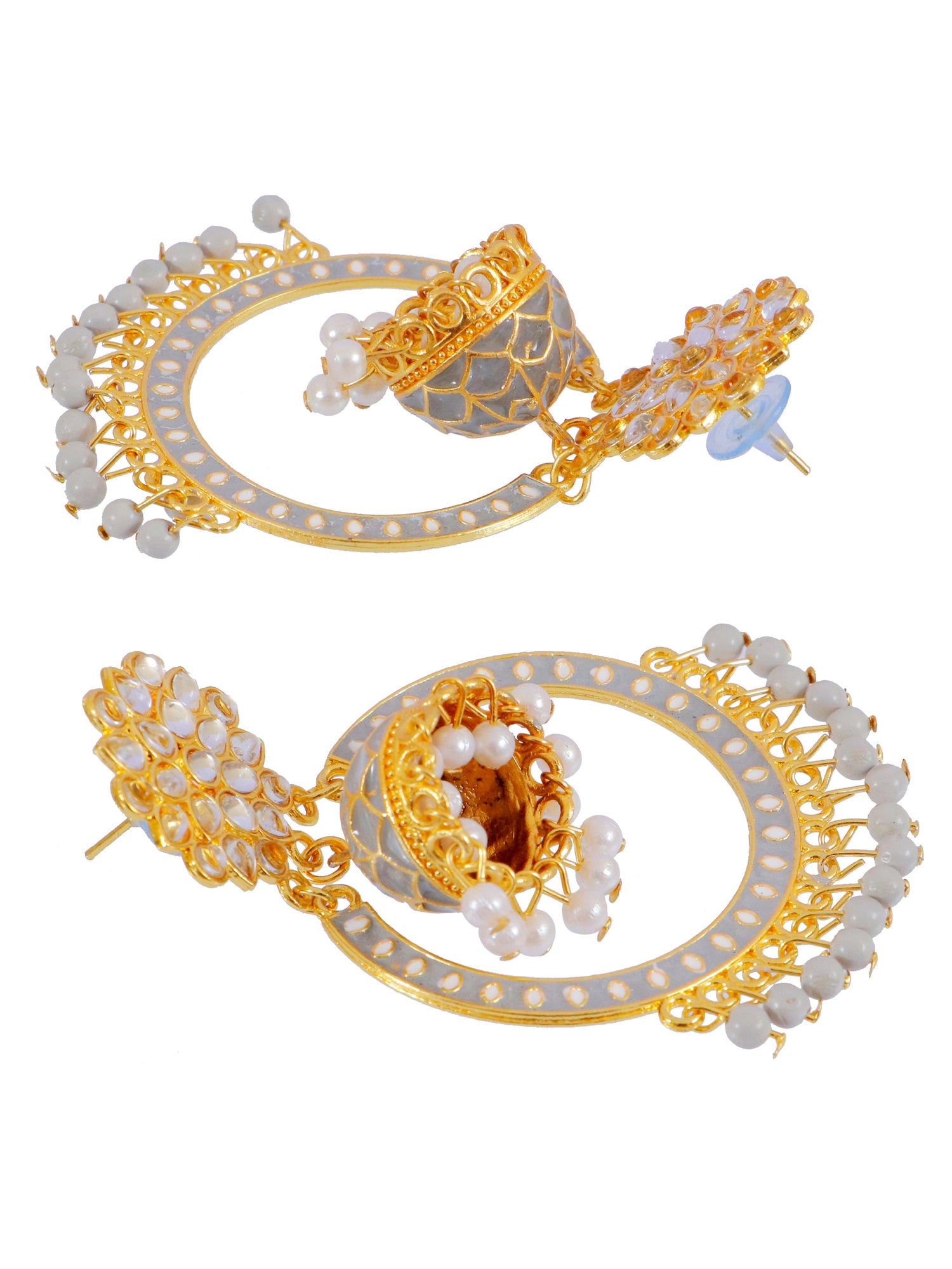 Gold-Plated Kundan Chandbali Dangle Jhumka Earrings for Women with exquisite design