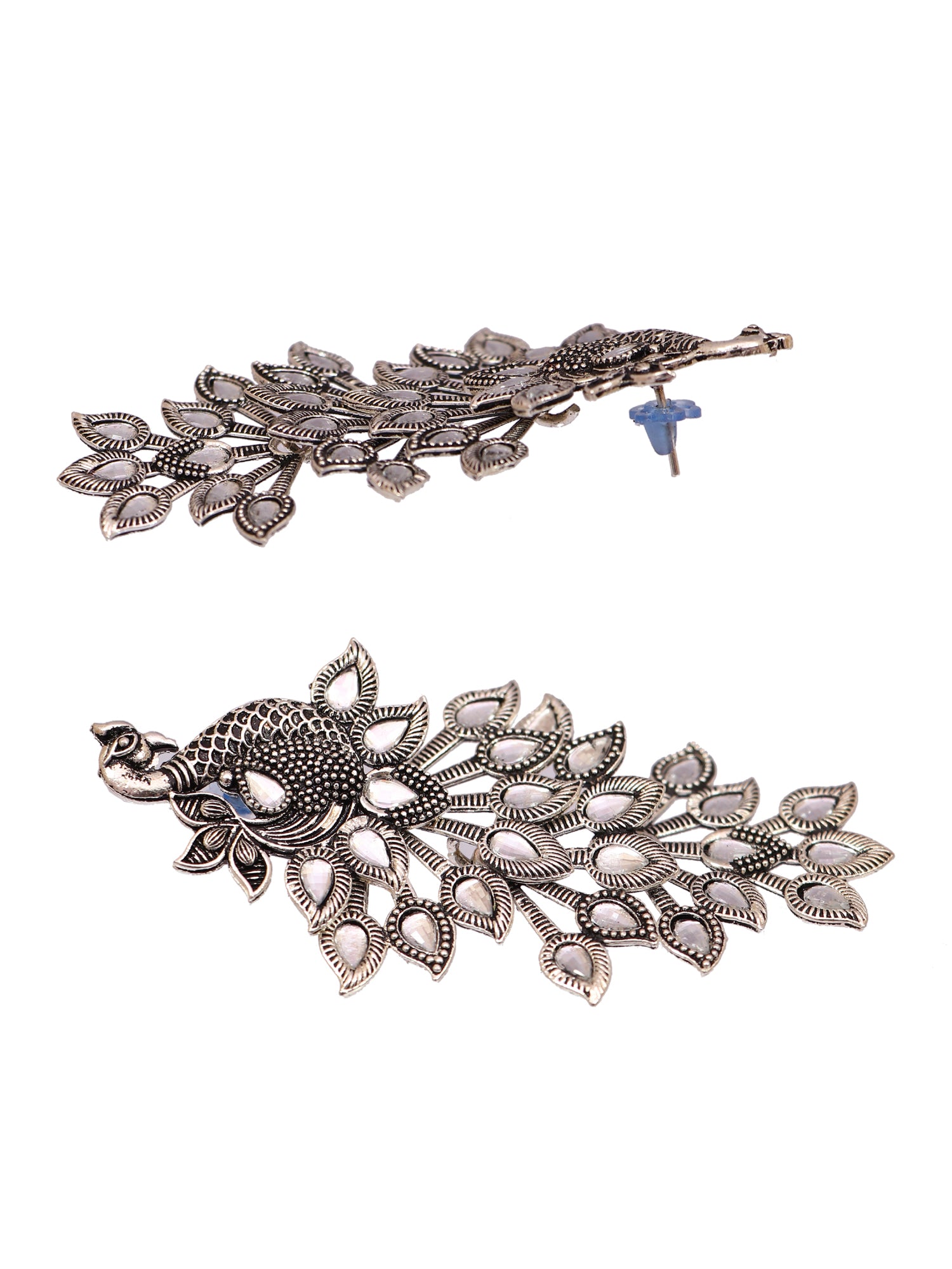 Oxidized German Silver Peacock Dangler - Traditional Earrings for Women