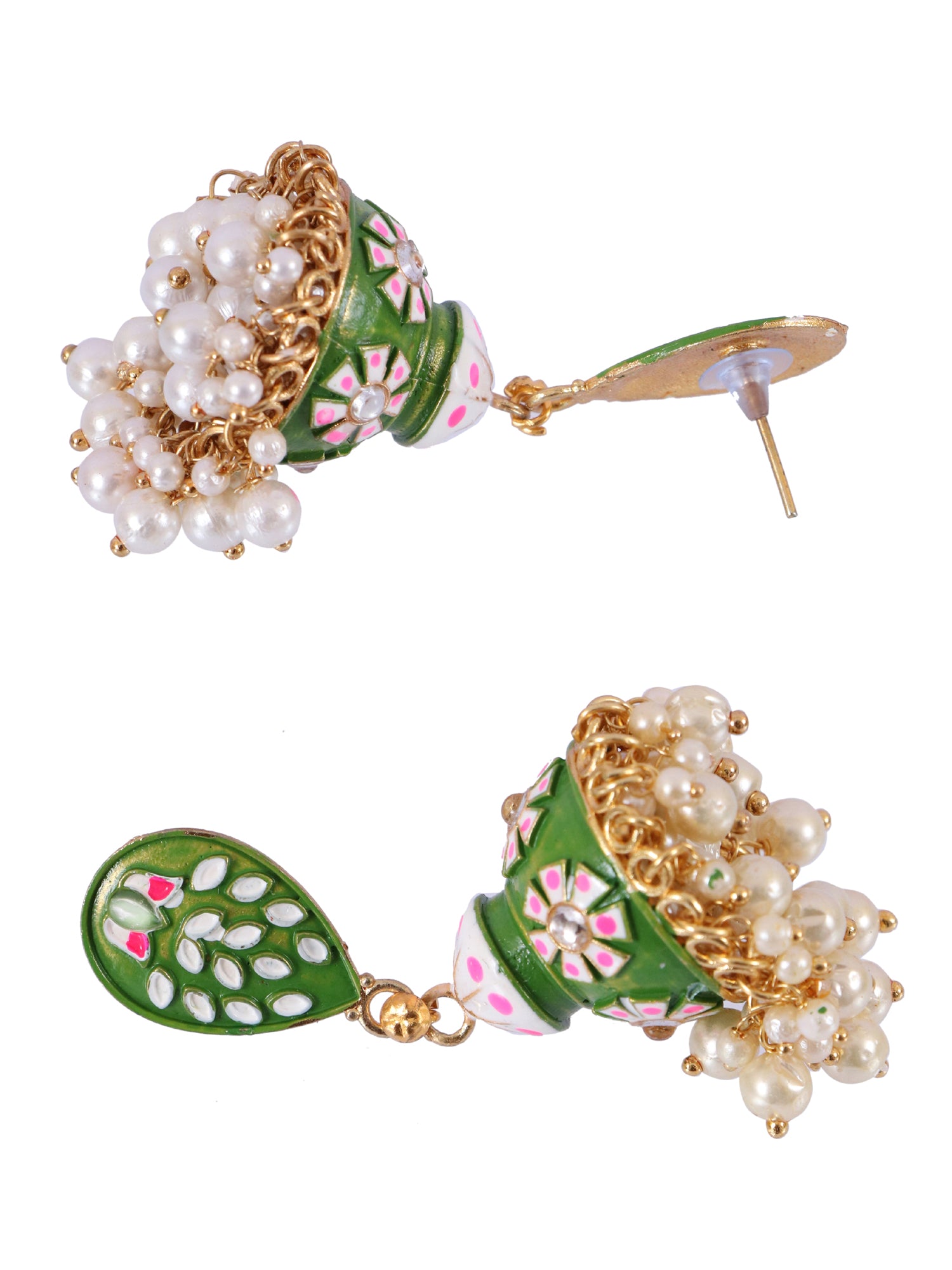 Traditional Gold-Plated Party Wear handpainted Meenakari Jhumka Earrings for Women