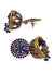 Ethnic Gold-Plated Royal Blue Pearl & Stone Studded Jhumki Earrings RAE1617
