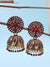 Ethnic Gold-Plated Maroon Pearl & Stone Studded Jhumki Earrings RAE1618