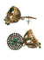 Ethnic Gold-Plated Green  Pearl & Stone Studded Jhumki Earrings RAE1619