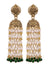 Punjabi Traditional  Gold Finished Green Kundan Pearl  Jhumki Style Earrings RAE1643