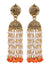 Punjabi Traditional  Gold Finished Orange Kundan Pearl  Jhumki Style Earrings RAE1644