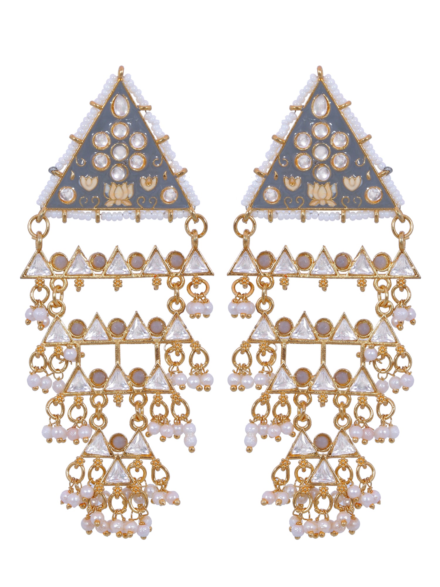 Gold Plated Pearl Drop Meenakari Earrings: Perfect for Party, Wedding & Festival
