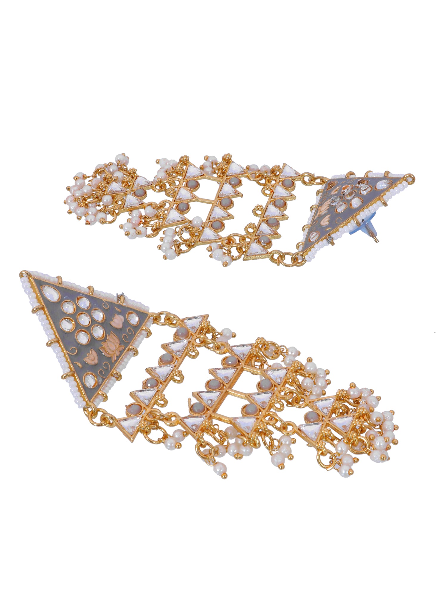 Gold Plated Pearl Drop Meenakari Earrings: Perfect for Party, Wedding & Festival