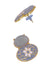 Gold-plated Sterling Oval Meenakari Studd Blue Drop & Dangler Earrings RAE1747