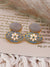 Gold-plated Sterling Oval Meenakari Studd Blue Drop & Dangler Earrings RAE1747