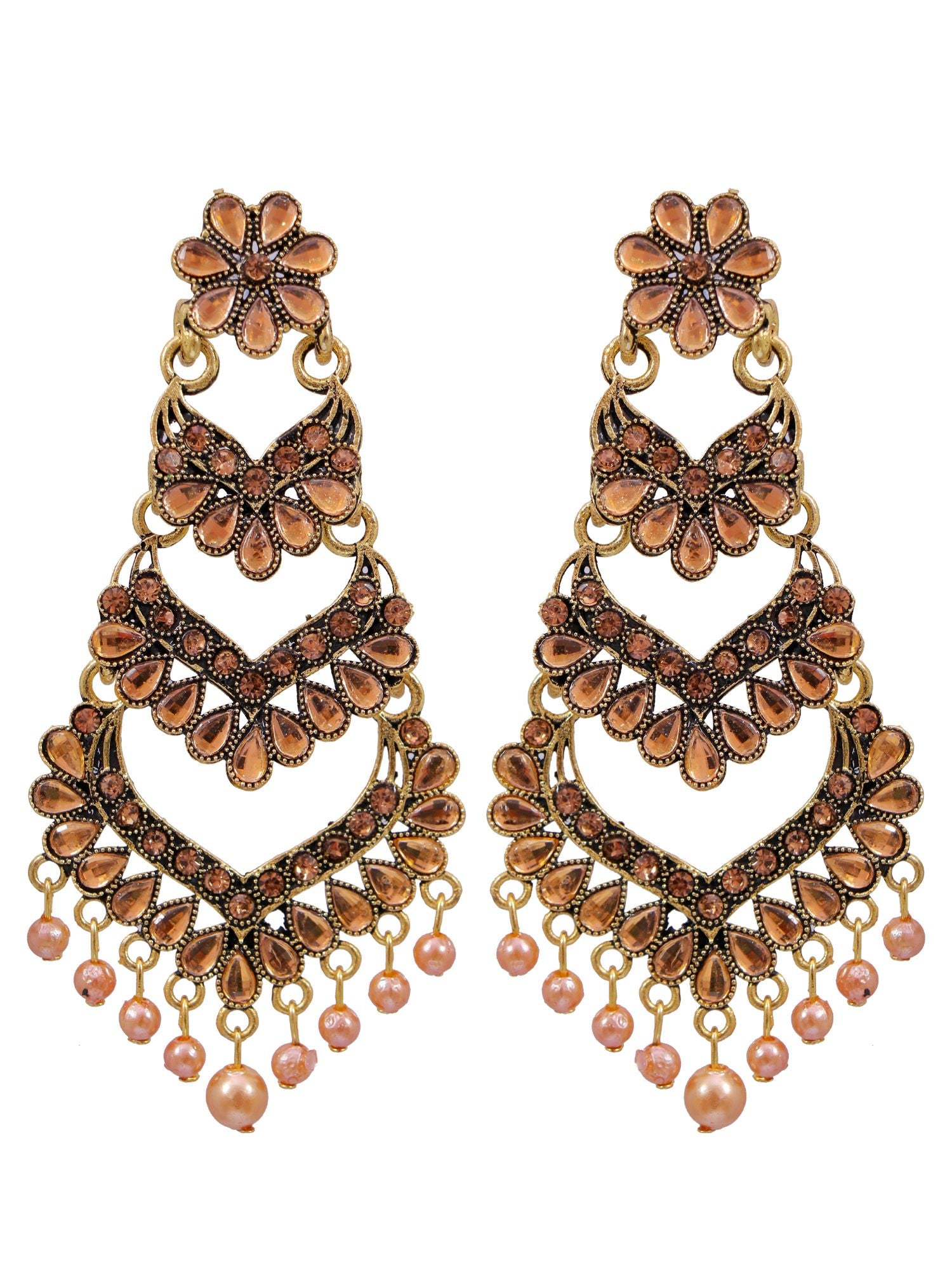 Peach Enchantment Pearl Drop Dangle Earrings for Fashionable Women