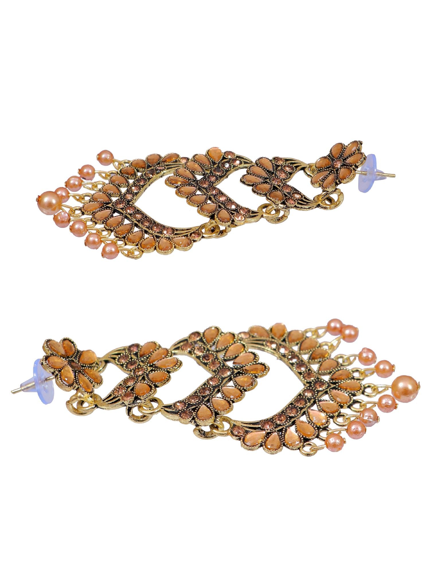 Peach Enchantment Pearl Drop Dangle Earrings for Fashionable Women