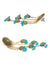 Fashionable Asymmetric Gold & Sky-Blue Beaded Jhumka Earrings