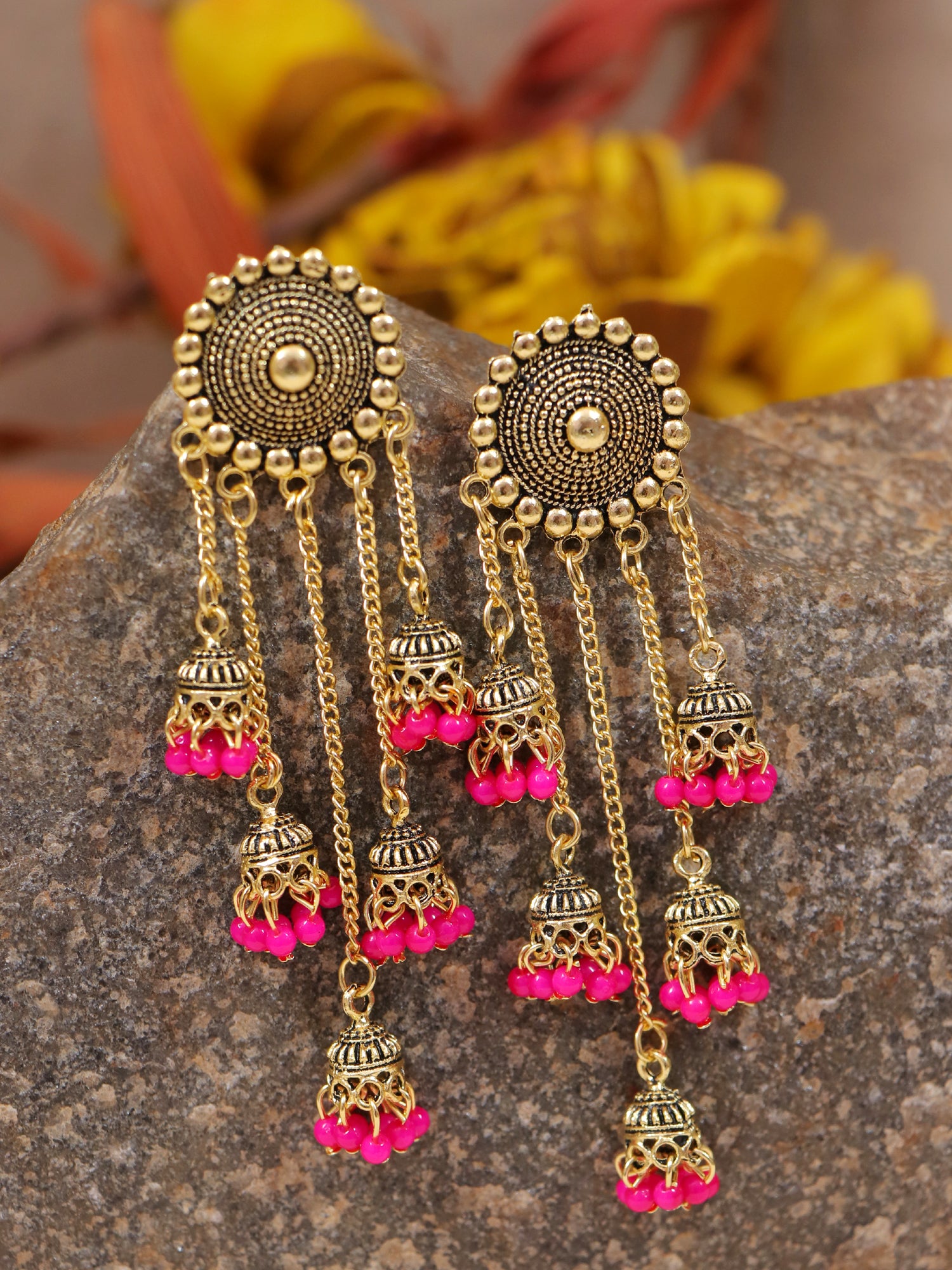 Gold-Plated Ethnic Pearl Dangling Jhumki Earrings For Woman & Girls