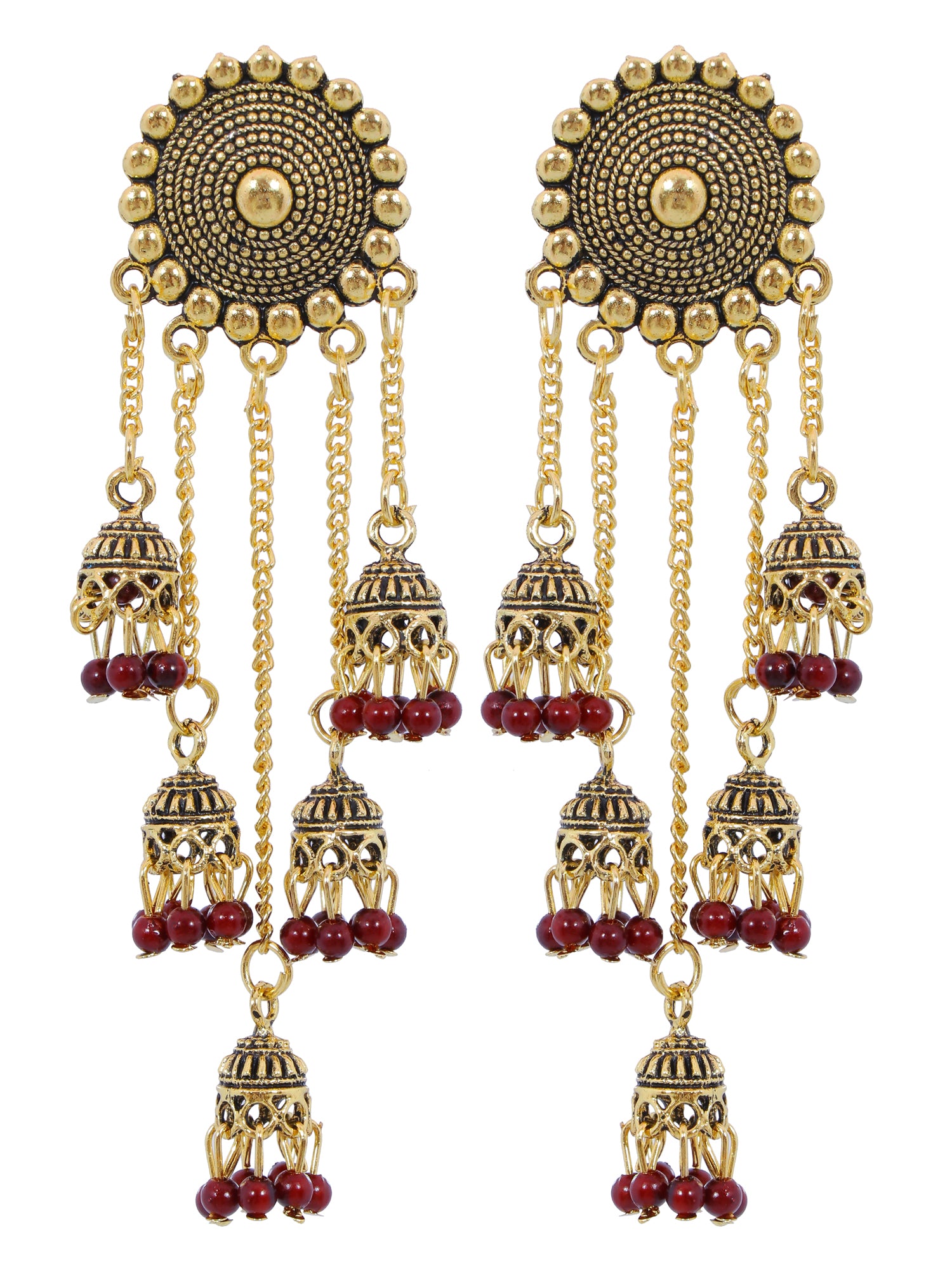 Gold-Plated Ethnic Pearl Dangling Jhumki Earrings For Woman & Girls