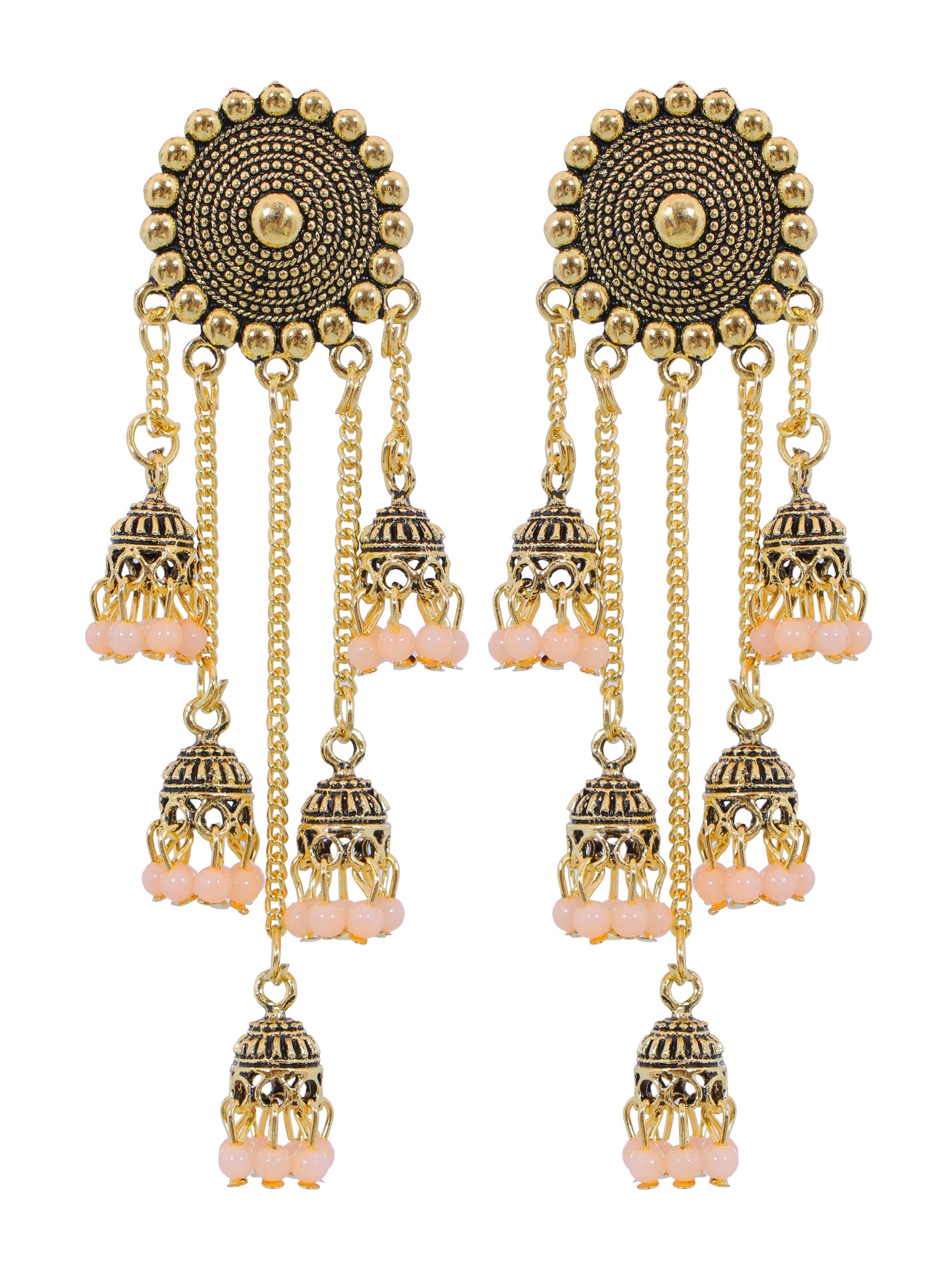 Gold-Plated Ethnic Pearl Dangling Jhumki Earrings For Woman & Girls