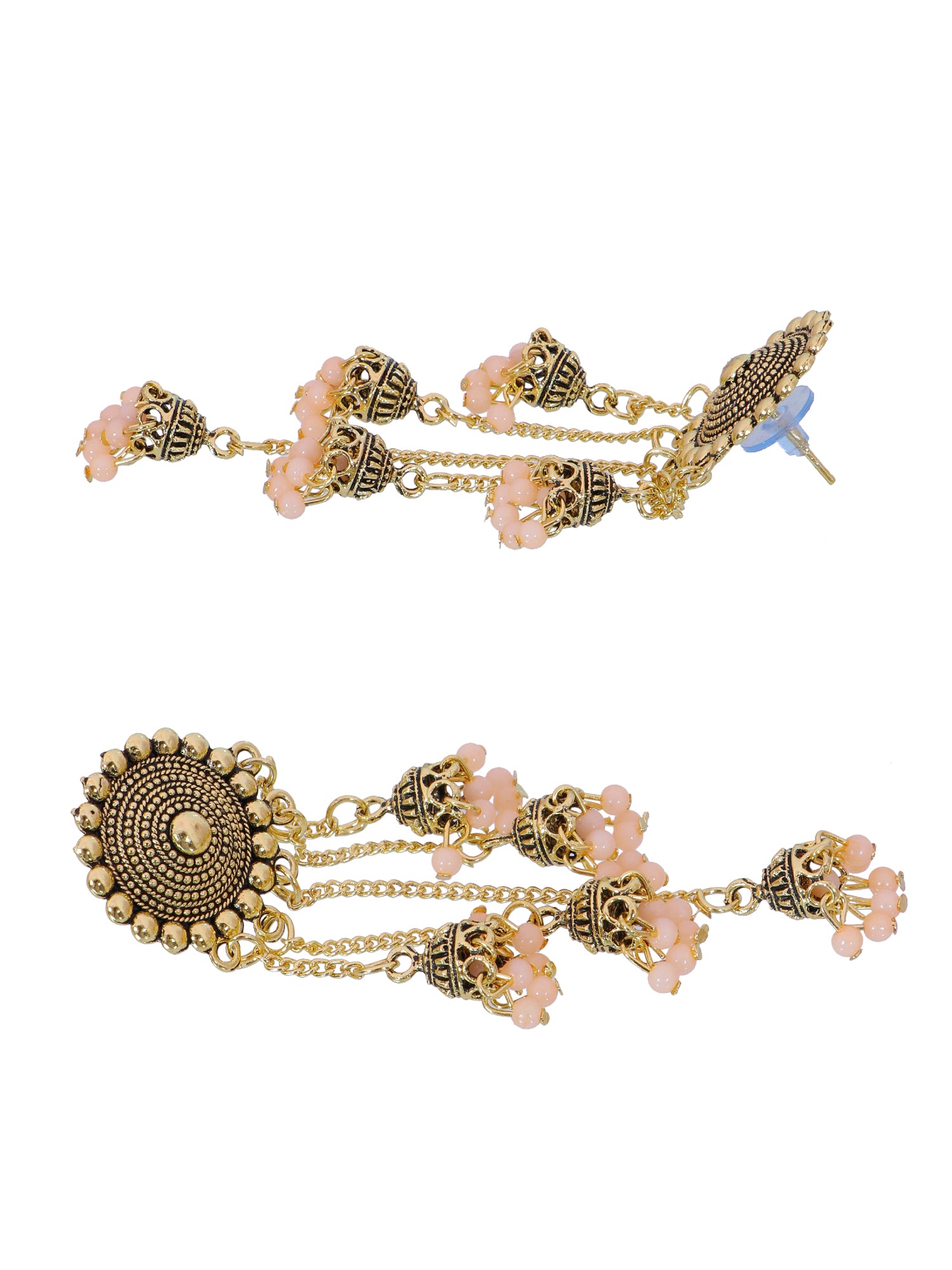 Gold-Plated Ethnic Pearl Dangling Jhumki Earrings For Woman & Girls