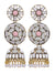 Light Pink Mirror-Work Asymmetric Ethnic Jhumka Earrings for Women and Girls