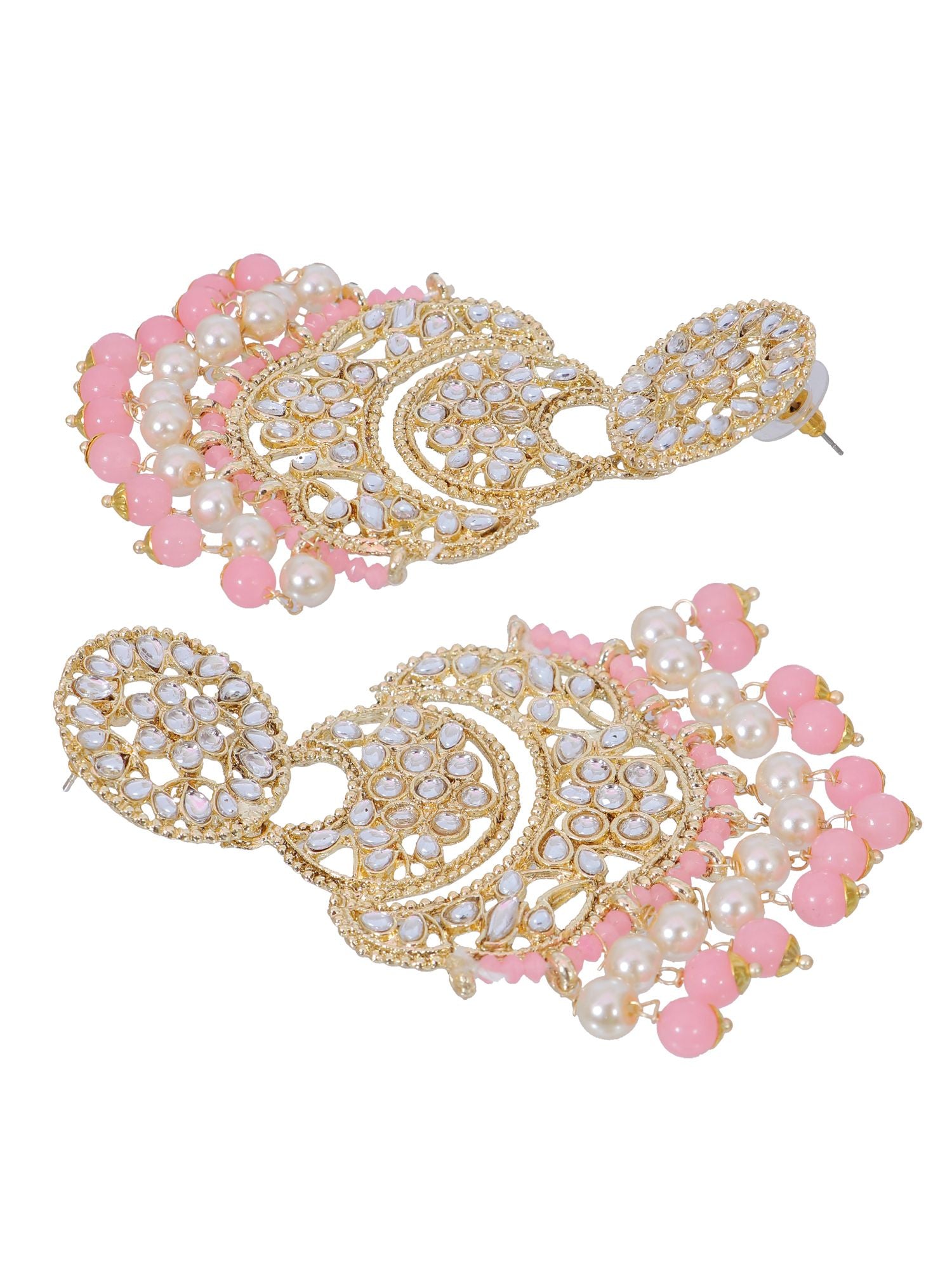 Light Pink Kundan Drop & Dangler Earrings for Women & Girls