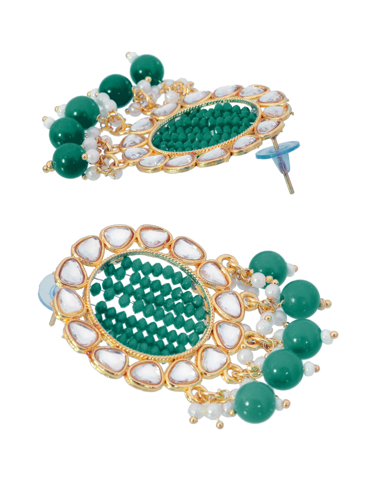 Gold-Plated Grey Kundan Earrings & Maang Tikka Set for Girls and Women