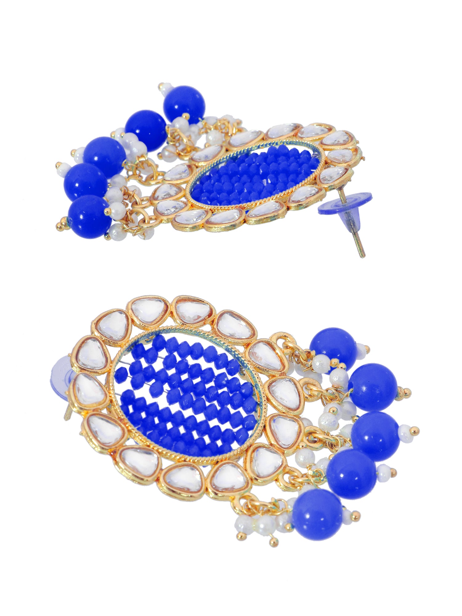 Gold-Plated Grey Kundan Earrings & Maang Tikka Set for Girls and Women