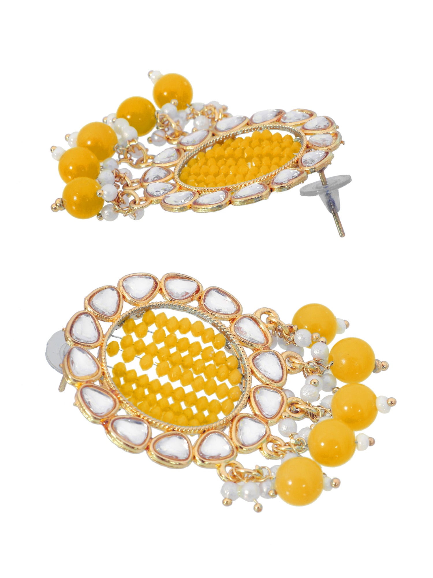 Gold-Plated Grey Kundan Earrings & Maang Tikka Set for Girls and Women