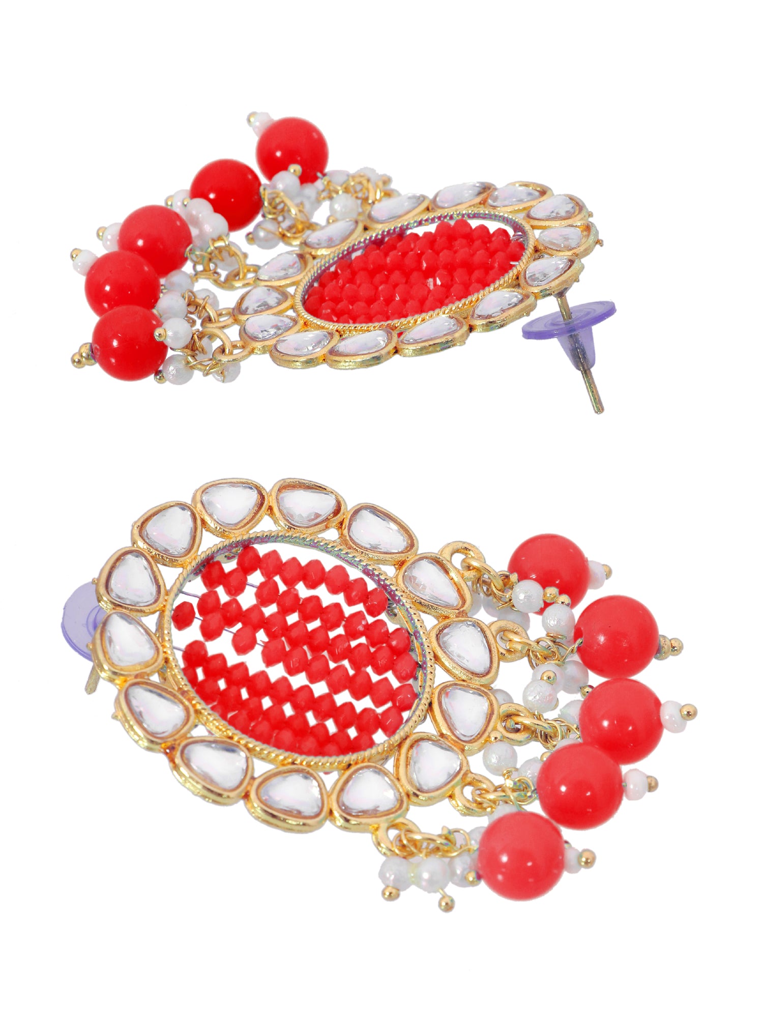 Gold-Plated Grey Kundan Earrings & Maang Tikka Set for Girls and Women