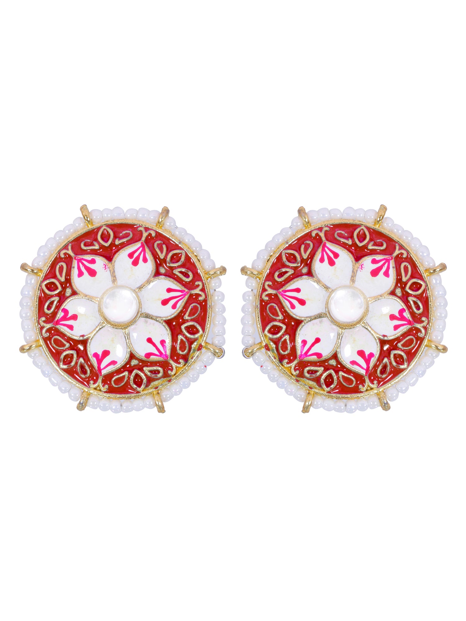 Crunchy Fashion Black Meenakari Stud Earrings