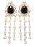 Crunchy Fashion Gold Tone Pink Kundan Beads Tassel Drop Earrings