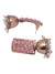 Gold-Plated Pink Stone Leaf Jhumka Earrings