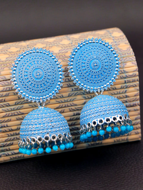 Silver Rhodium Alloy Jhumka Earrings for Gorgeous Women & Girls