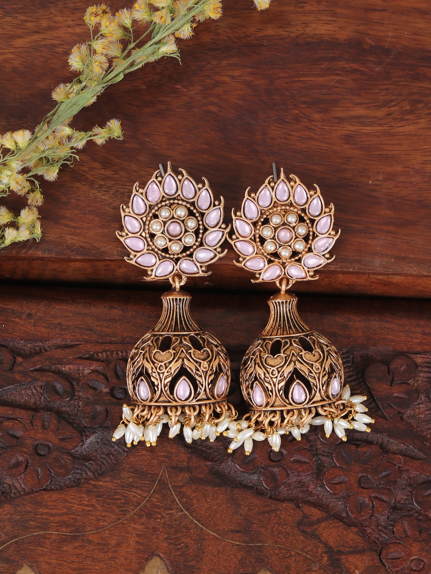 Oxidised Gold Ethnic Jhumka Earrings For Fashionista Women and Girls
