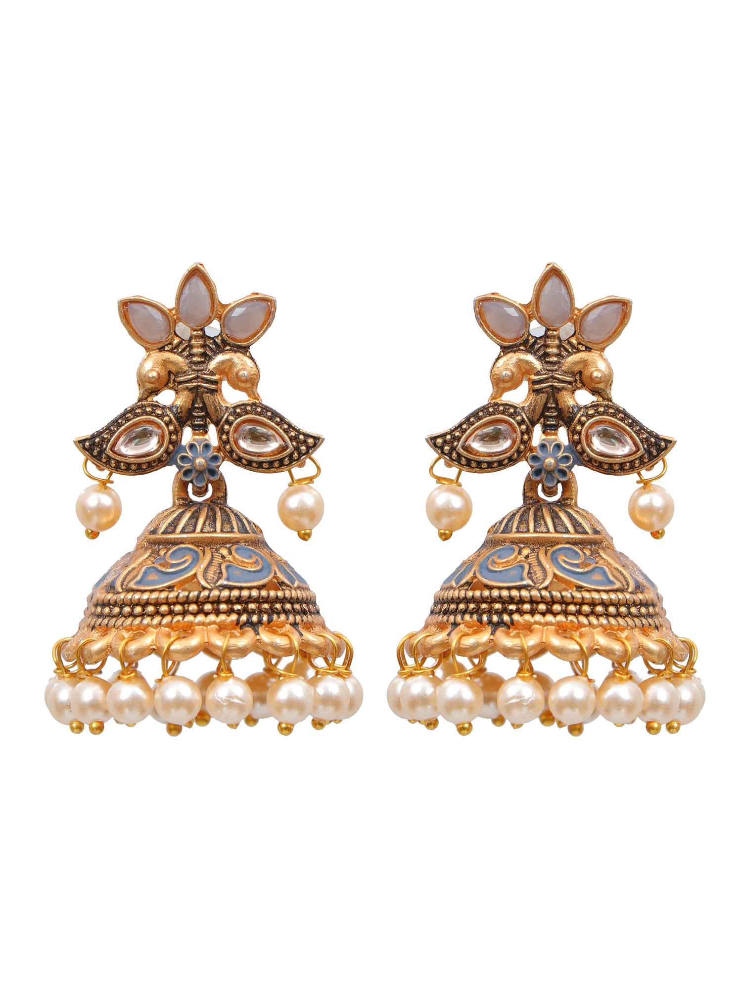Meenakari Dual Peacock Dangler Earrings for Women & Girls