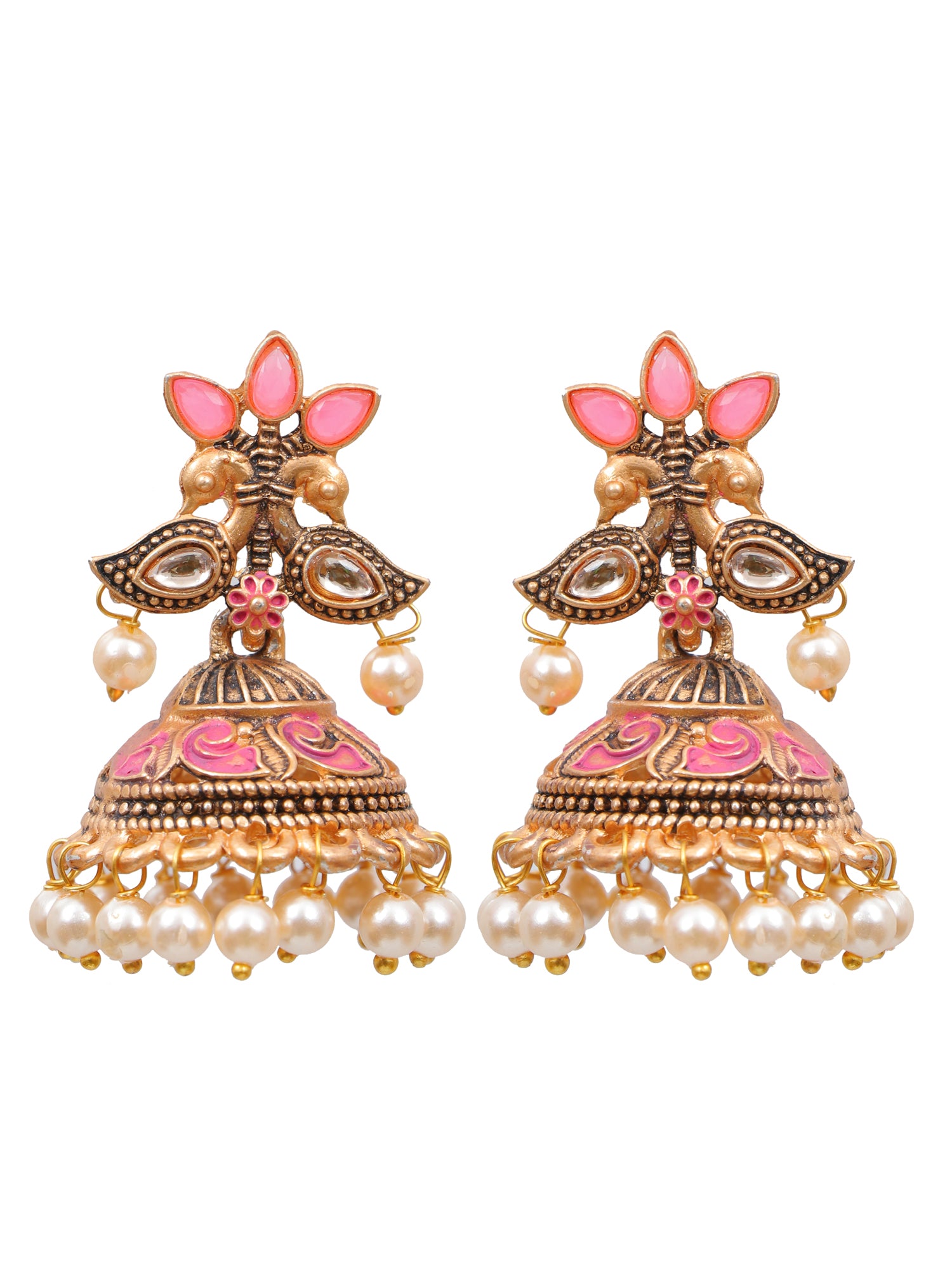 Meenakari Dual Peacock Dangler Earrings for Women & Girls