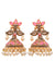 Crunchy Fashion Gold Plated Dual Peacock Pearl & Stone Meenakari Jhumka Earrings