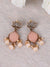 Crunchy Fashion Gold Plated Lotus Studs Semi-Precious Stone Pearls Earrings