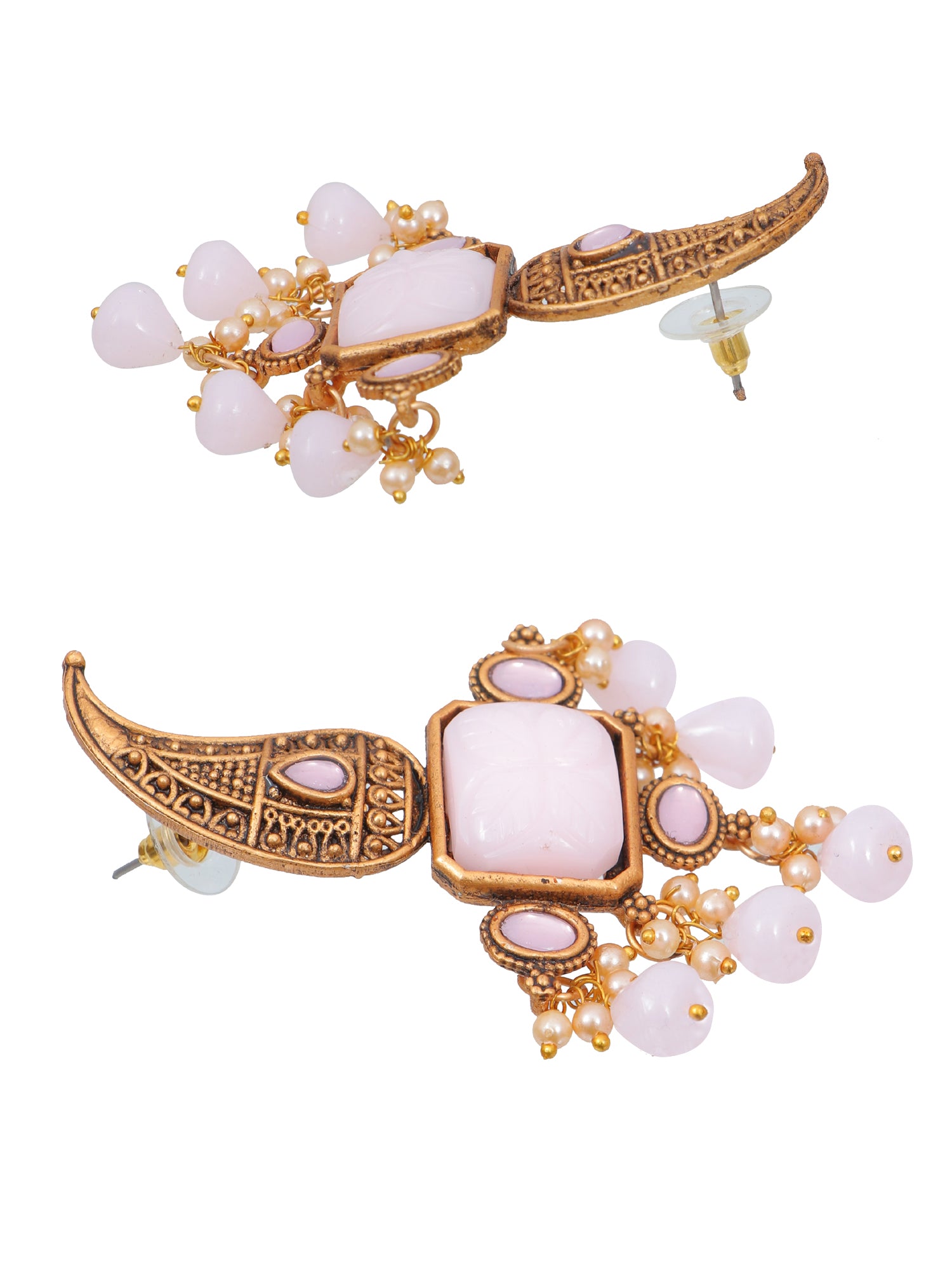 Black Pearls Oxidized Gold Dangle Earrings